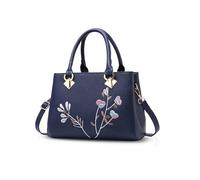 NICOLE & DORIS Bolsos de Mujer Diseño Bolso de Las Señoras Bolso Bandolera PU Piel Moda Bolsos de Hombro Resistente Pequeños con Impresión de Bordado Azul