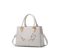 NICOLE & DORIS Bolsos de Mujer Diseño Bolso de Las Señoras Bolso Bandolera PU Piel Moda Bolsos de Hombro Resistente Pequeños con Impresión de Bordado Blanco