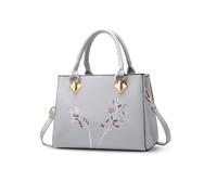 NICOLE & DORIS Bolsos de Mujer Diseño Bolso de Las Señoras Bolso Bandolera PU Piel Moda Bolsos de Hombro Resistente Pequeños con Impresión de Bordado Gris