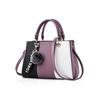 NICOLE & DORIS Bolsos de Mujer Grandes Bolso de Hombro Bolso Señora Bolsos Tote Bolso Shopper PU Cuero Morado 3