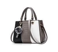 NICOLE & DORIS Bolsos de Mujer Grandes Bolso de Hombro Bolso Señora Bolsos Tote Bolso Shopper PU Cuero Gris 1