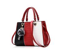 NICOLE & DORIS Bolsos de Mujer Grandes Bolso de Hombro Bolso Señora Bolsos Tote Bolso Shopper PU Cuero Vino tinto 1