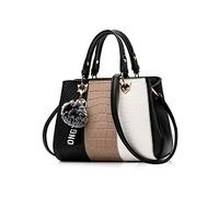 NICOLE & DORIS Bolsos de Mujer Grandes Bolso de Hombro Bolso Señora Bolsos Tote Bolso Shopper PU Cuero Negro 1