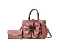 NICOLE & DORIS Bolsos de Mujer Modernos Bolso 2pcs Set Bolso de Mano Floral Bolso Bandolera Cuero PU Bolso de Hombro para Viajes Compras Trabajo Rosa