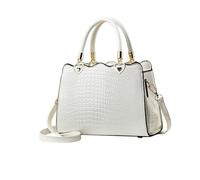 NICOLE & DORIS Bolsos de Mujer Modernos Bolso de Mano Elegante Bolso Bandolera Cocodrilo Bolsos Totes Pequeño Bolso de Hombro para Viajes Compras Trabajo Citas Blanco