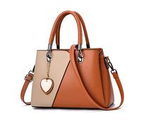 NICOLE & DORIS Bolsos de Mujer Multicolor Bolso de Mano Bolso Tote Bandolera Cuero PU Bolso de Las Señoras para Niñas Bolsa Cruzado Naranja con Blanco