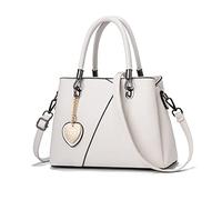 NICOLE & DORIS Bolsos de Mujer Multicolor Bolso de Mano Bolso Tote Bandolera Cuero PU Bolso de Las Señoras para Niñas Bolsa Cruzado Blanco