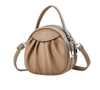 NICOLE & DORIS Bolsos de Mujer Nuevos Bolso Bandolera Redondo Bolso Señora Pequeño Bolso Cruzado PU Cuero Bolsa de Mensajero para Niñas Bolsos de Hombro Caqui