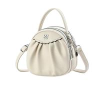 NICOLE & DORIS Bolsos de Mujer Nuevos Bolso Bandolera Redondo Bolso Señora Pequeño Bolso Cruzado PU Cuero Bolsa de Mensajero para Niñas Bolsos de Hombro Beige