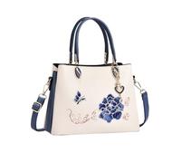 NICOLE & DORIS Bolsos de Mujer Nuevos Bolso de Mano Exquisito Bolso Bandolera Cuero PU Bolso Tote Pequeño Bolso de Hombro con Flores Bordado Azul