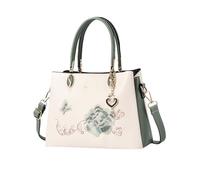 NICOLE & DORIS Bolsos de Mujer Nuevos Bolso de Mano Exquisito Bolso Bandolera Cuero PU Bolso Tote Pequeño Bolso de Hombro con Flores Bordado Verde