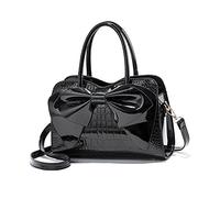 NICOLE & DORIS Bolsos de Mujer Pequeños Bolso Señora Bandolera Lindo Bolsa de Mensajero para Niñas Bolso Hombro de Cuero PU Impermeable Bolsa de Charol Bolsos de Mano de Fiesta Negro