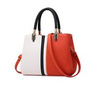NICOLE & DORIS Bolsos de mujer Retro Bolso de rayas Bolso Señora Tote Bolso de hombro con cremallera Bolso bandolera de mujer Trabajo Diario Vida y Fiesta Naranja