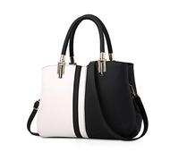 NICOLE & DORIS Bolsos de mujer Retro Bolso de rayas Bolso Señora Tote Bolso de hombro con cremallera Bolso bandolera de mujer Trabajo Diario Vida y Fiesta Negro