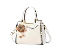 NICOLE & DORIS Bolsos de Mujer Unicos Bolso de Mano Pequeña Bolso Bandolera Estampado Cuero PU Bolso de Bolsillo Múltiple Bolso de Hombro para Trabajo Viaje Compras Blanco