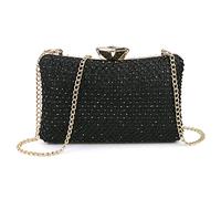NICOLE & DORIS Bolsos Fiesta para Mujeres Bolso de Noche Bolsos de Ceremonia Mujer Bolsos Clutch Cartera de Mano con Brillantina Diamante Bolso Bandolera Cadena Negro