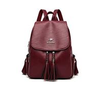 NICOLE & DORIS Bolsos Mochila Mujer Elegante Mochila de Cuero Mochila Antirrobo Bolsa de Viaje Mochila Universitaria Casual Mochila con Solapa Borgoña