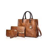 NICOLE&DORIS Bolsos Mujer 3 Piezas Bolso de Cuero para Damas Bolsos Totes Bolso de Bandolera Monedero marrón