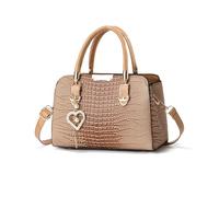 NICOLE & DORIS Bolsos Mujer Pequeños Bolso de Mano Clásica Bolso Bandolera Charol Bolso de Cocodrilo Bolso de Hombro Impermeable Bolsos Cruzados Caqui