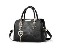 NICOLE & DORIS Bolsos Mujer Pequeños Bolso de Mano Clásica Bolso Bandolera Charol Bolso de Cocodrilo Bolso de Hombro Impermeable Bolsos Cruzados Negro