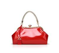 NICOLE & DORIS Bolsos de mujer bolsa de cuero de charol Bolsos de noche de moda Bolso de hombro para fiesta, rojo, large, Elegante