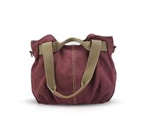 NICOLE&DORIS Bolsos para Mujeres de Tela Bolsos de Hombro para Mujer Bolso Hobo de Lona para Mujer Vino Tinto