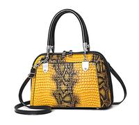 NICOLE & DORIS Bolsos Retro de Mujer Bolso de Mano de cocodrilo Bolsos Bandolera Cuero PU Bolsos de Hombro Pequeño Bolsos Totes Bolsos con Dos Cremalleras Amarillo
