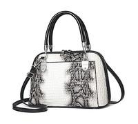NICOLE & DORIS Bolsos Retro de Mujer Bolso de Mano de cocodrilo Bolsos Bandolera Cuero PU Bolsos de Hombro Pequeño Bolsos Totes Bolsos con Dos Cremalleras Blanco