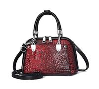 NICOLE & DORIS Bolsos Retro de Mujer Bolso de Mano de cocodrilo Bolsos Bandolera Cuero PU Bolsos de Hombro Pequeño Bolsos Totes Bolsos con Dos Cremalleras Vino Tinto