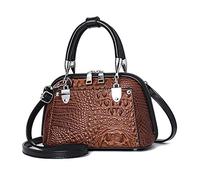 NICOLE & DORIS Bolsos Retro de Mujer Bolso de Mano de cocodrilo Bolsos Bandolera Cuero PU Bolsos de Hombro Pequeño Bolsos Totes Bolsos con Dos Cremalleras Café