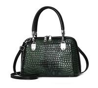 NICOLE & DORIS Bolsos Retro de Mujer Bolso de Mano de cocodrilo Bolsos Bandolera Cuero PU Bolsos de Hombro Pequeño Bolsos Totes Bolsos con Dos Cremalleras Verde A
