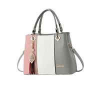 NICOLE & DORIS Bolsos Totes PU Cuero Bolsos de Mano Moda Colgante de Hoja Bolso Bandolera Bolsa Señoras de Hombro Bolso de Mujer para Trabajar Elegante Gris