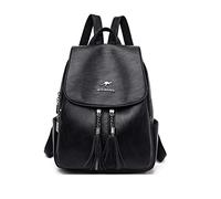 NICOLE & DORIS Bolsos y Mochilas Mochila Mujer Elegante de Cuero Antirrobo para Viaje y Universitaria Casual con Solapa Negro