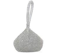 NICOLE & DORIS Cartera de Mano Fiesta, Clutch Mujer Bolso de Noche Diamante Bolso de Embrague para Ceremonia Boda Novia Plata