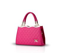 Nicole&Doris Las nuevas mujeres/señoras del bolso del hombro del bolso de Crossbody suave superficie del cuero de la PU de diamante del enrejado Rosa roja
