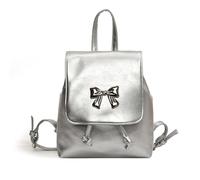 NICOLE & DORIS Mini Mochila Mujer Moda Ligera Mochila Pequeña de Cuero PU Bolso Escolar Bonita para Uso Diario,Trabajo y Universidad Plata