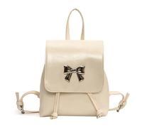 NICOLE & DORIS Mini Mochila Mujer Moda Ligera Mochila Pequeña de Cuero PU Bolso Escolar Bonita para Uso Diario,Trabajo y Universidad Blanco