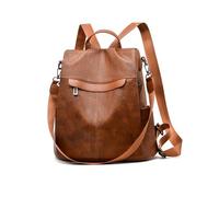 NICOLE & DORIS Mochila Antirrobo Mujer Bolsa Casual Escolar Impermeable de PU Cuero Suave Bolso Bandolera de Moda Mochilas Convertible para Salir Escuela Trabajo Viaje Marrón