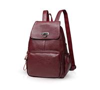 NICOLE & DORIS Mochila de Cuero para Mujer Mochila Casual Bolsas de Escuela Rojo Vino
