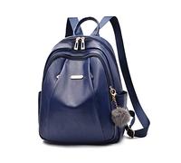 NICOLE & DORIS Mochila de Moda Mujer Bolsos Mochila Elegante de PU Cuero Mochila Antirrobo Impermeable Mochila Universitaria Grande Casual Mochila con Pompones Azul