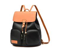 NICOLE & DORIS Mochila de Mujer Moda Bolsos Mochila Elegante Mochila de Cuero PU Antirrobo Impermeable Casual Daypack Mochila con Solapa para Viaje Compras Trabaja Negro con Marrón