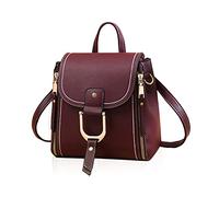 NICOLE & DORIS Mochila Mujer Bolso Mochila Cuero Casual Pequeña Mini Mochila Linda Mochila Diaria Señoras Mochila Antirrobo Bandolera Bolsa de Viaje Vino Tinto