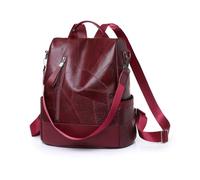 NICOLE & DORIS Mochila Mujer de Cuero PU Grande Casual Daypack Multifuncional Bolsa Moda Escolar Antirrobo para Uso Diario,Viajes, Escuela y Universidad Rojo