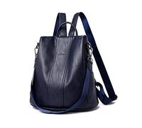 NICOLE & DORIS Mochila Mujer Mochila Antirrobo Impermeable Bolso Mochila de Cuero PU Mochila Universitaria Mochila Escolar Bolsos Bandolera Mochila de Viaje Compras Azul Oscuro