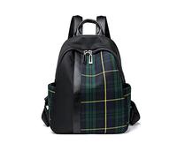 NICOLE & DORIS Mochila Mujer Modernos Casual Bolso Mochila de Diseño Antirrobo Impermeable Mochila Cuero Cosido Tartán Lona Mochila Mujer Viaje Verde