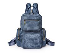 NICOLE & DORIS Mochila Mujer Pequeña Bolso Bandolera Mochila Vintage Bolsos Mochila de Cuero PU Casual Daypack 2 in 1 Mochila para Compras Vacaciones Viajes Azul
