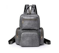 NICOLE & DORIS Mochila Mujer Pequeña Bolso Bandolera Mochila Vintage Bolsos Mochila de Cuero PU Casual Daypack 2 in 1 Mochila para Compras Vacaciones Viajes Gris
