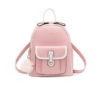 NICOLE & DORIS Mochila Mujer Pequeña Mochila Linda Bolsos Mochila Mini para Niñas Mochila Impermeable Cuero PU Mochila con Pompones Rosa