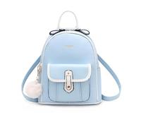 NICOLE & DORIS Mochila Mujer Pequeña Mochila Linda Bolsos Mochila Mini para Niñas Mochila Impermeable Cuero PU Mochila con Pompones Azul
