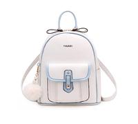 NICOLE & DORIS Mochila Mujer Pequeña Mochila Linda Bolsos Mochila Mini para Niñas Mochila Impermeable Cuero PU Mochila con Pompones Blanco